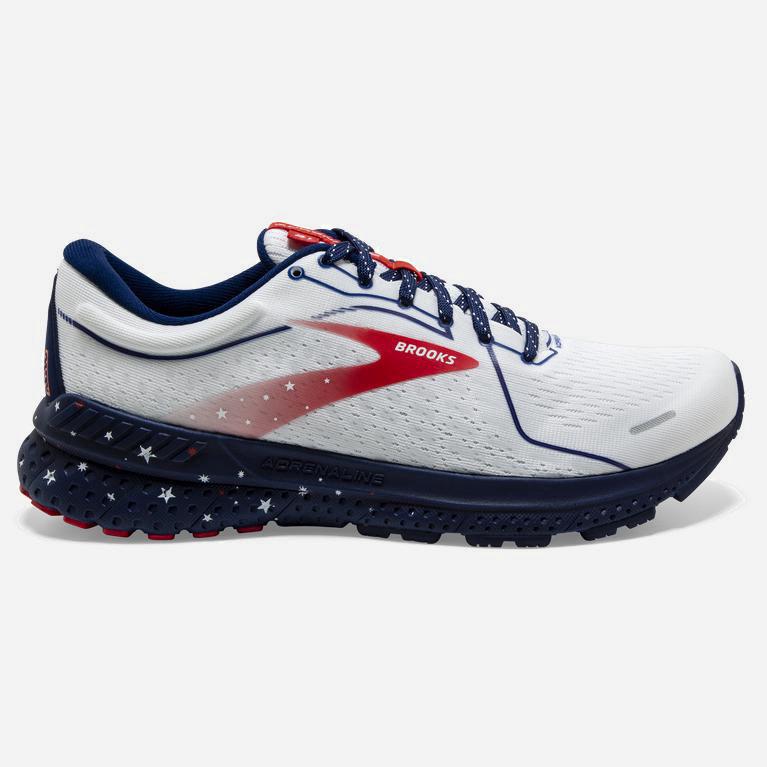 Brooks Women's Adrenaline Gts 21 Road Running Shoes Singapore - White/Blue/Red (65079-IGKL)